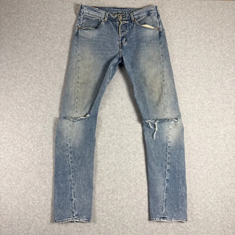 Levis Engineered Jeans Red Label Mens 30x30 Light Wash Distressed Twisted Seam